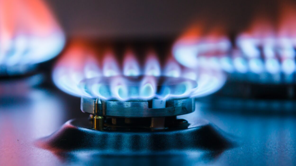 burning gas burner blue fire 739249078 1