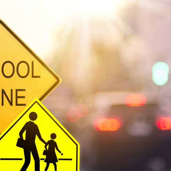 school zone warning sign blur 753980797