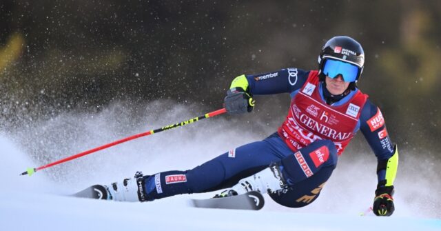 sweden sara hector holds lead cup giant slalom race at killington vermont afp