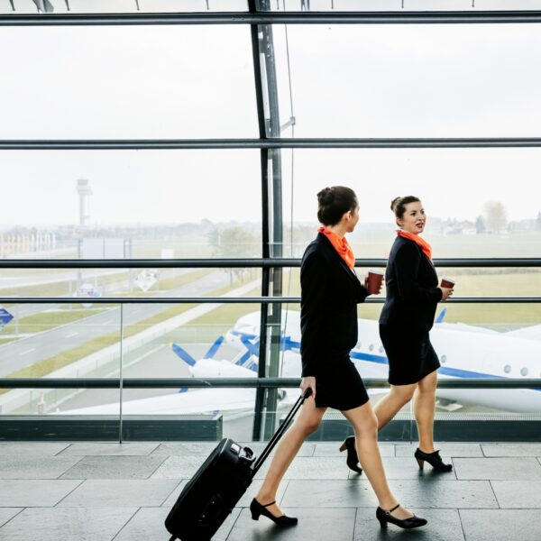 two female flight attendants way 724038813
