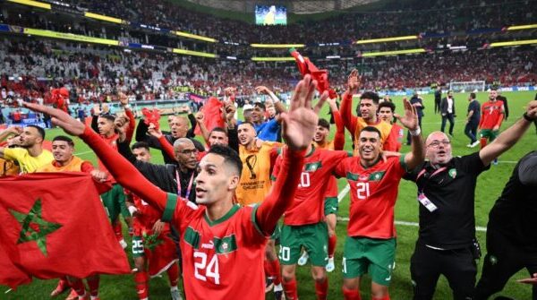 morocco players celebrate supporters beat portugal cup quarter finals afp 640x335